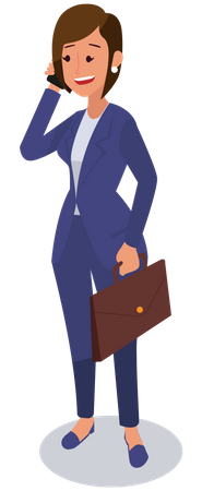 Businesswoman holding briefcase while talking on mobile Illustration