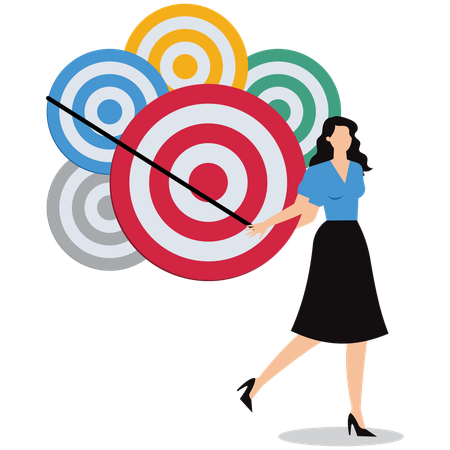 Businesswoman holding business target  Illustration