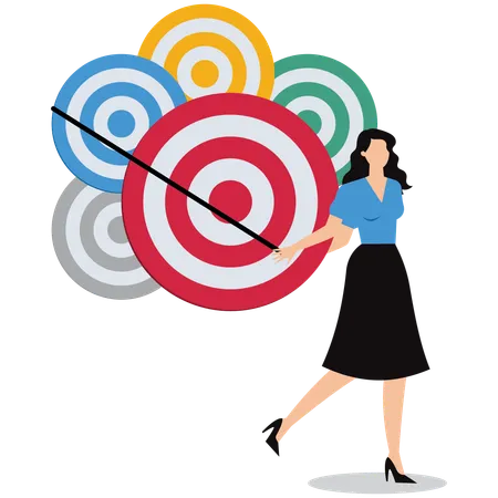 Businesswoman holding business target  Illustration