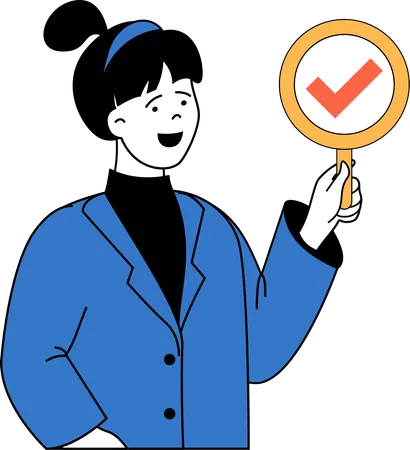 Businesswoman holding check mark board  Illustration