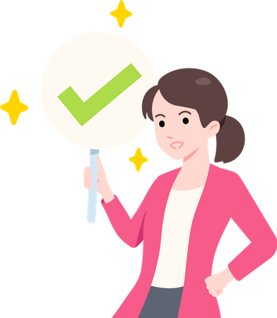 Businesswoman Holding Checkmark Board  Illustration