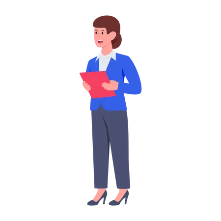 Businesswoman holding file  Illustration