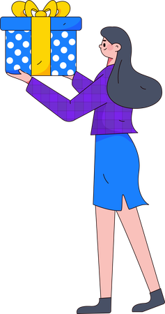 Businesswoman holding gift  Illustration