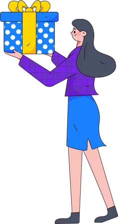 Businesswoman holding gift  Illustration