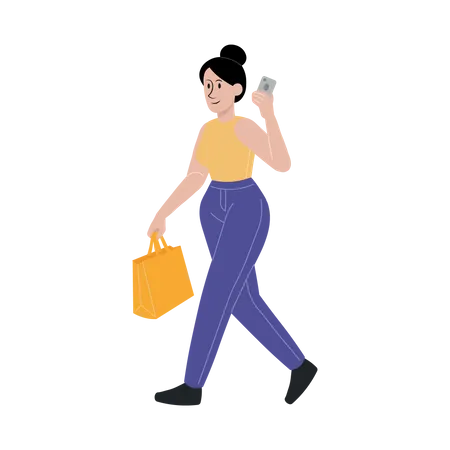 Businesswoman holding hand bag and talking on mobile  Illustration