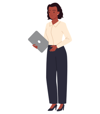 Businesswoman holding laptop  Illustration