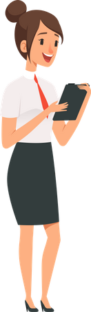 Businesswoman holding mobile tablet  イラスト