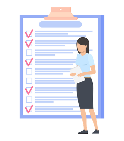 Businesswoman holding plan list  Illustration