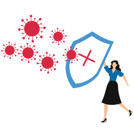 Businesswoman holding protection shield  Illustration