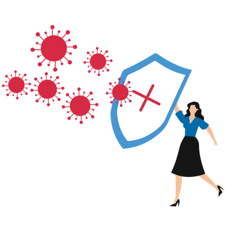 Businesswoman holding protection shield  Illustration