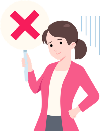 Businesswoman Holding Rejected Board  Illustration