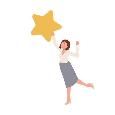 Businesswoman holding star  Illustration