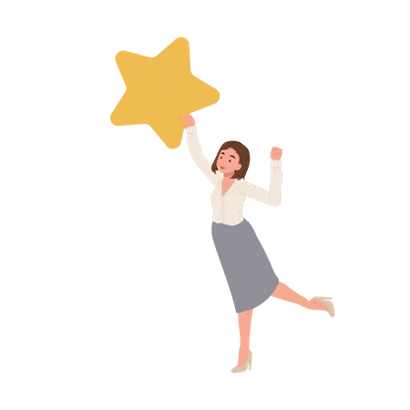 Businesswoman holding star  Illustration