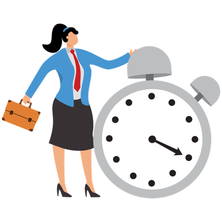 Businesswoman holding stopwatch  Illustration