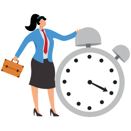 Businesswoman holding stopwatch  Illustration