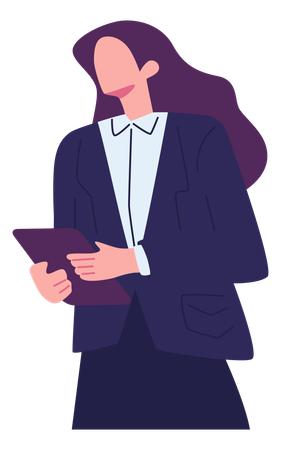 Businesswoman Holding Tablet  Illustration