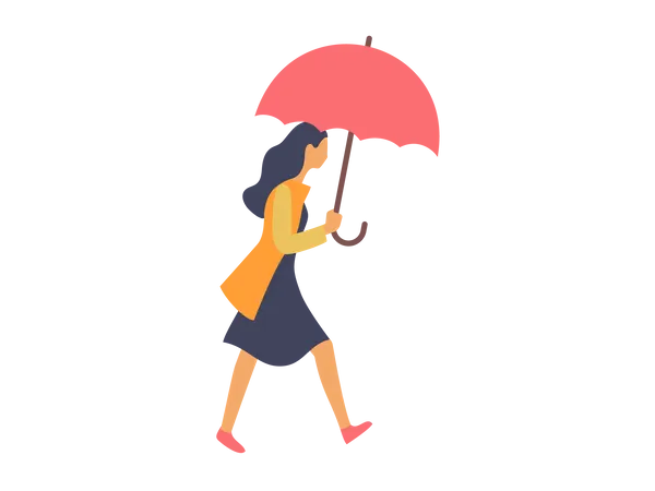 Businesswoman holding umbrella Illustration