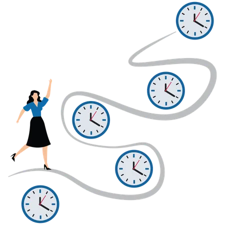 Businesswoman hurry running on time counting down deadline  Illustration