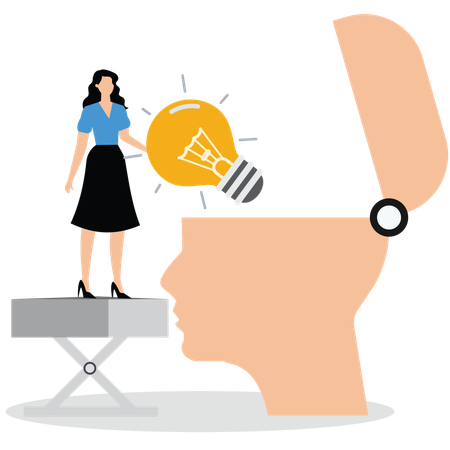 Businesswoman implementing business idea in head  Illustration