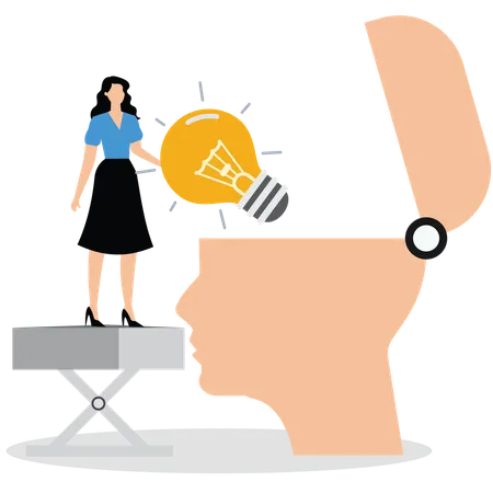 Businesswoman implementing business idea in head  Illustration