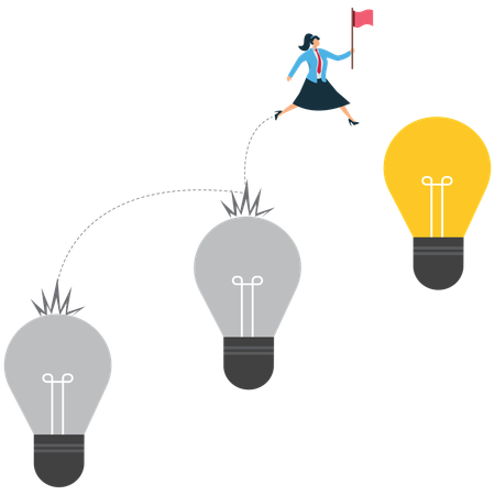 Businesswoman Improvement and adaptation to new normal  Illustration