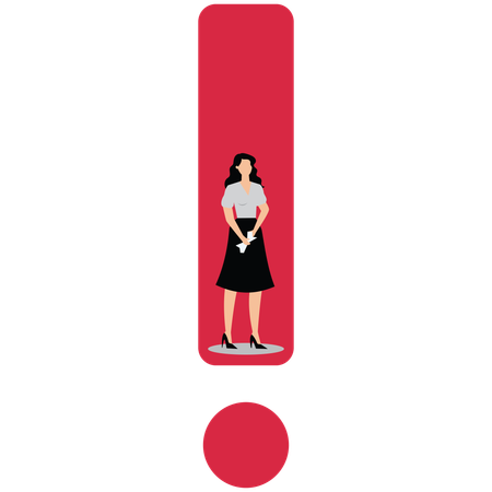 Businesswoman in exclamation mark  Illustration