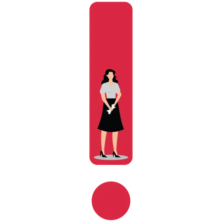 Businesswoman in exclamation mark  Illustration