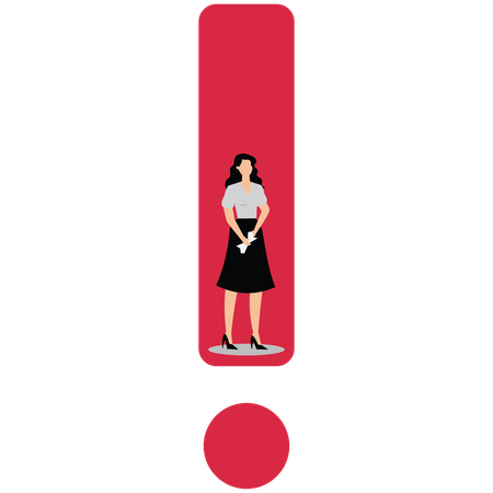 Businesswoman in exclamation mark  Illustration