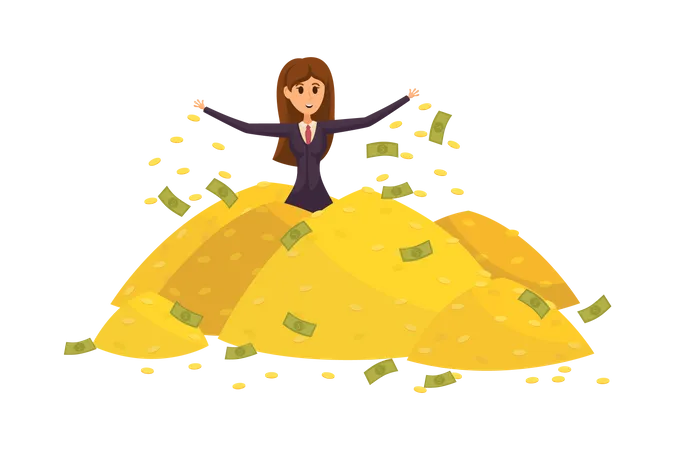 Businesswoman in money sack  Illustration