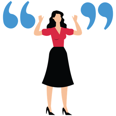 Businesswoman in quotation marks  Illustration