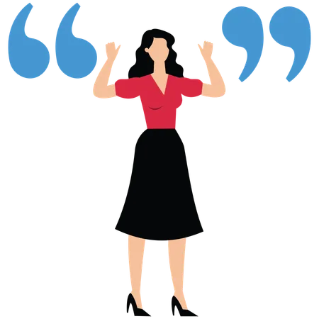 Businesswoman in quotation marks  Illustration