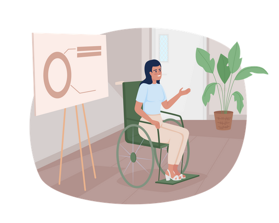 Businesswoman in wheelchair giving presentation  Illustration