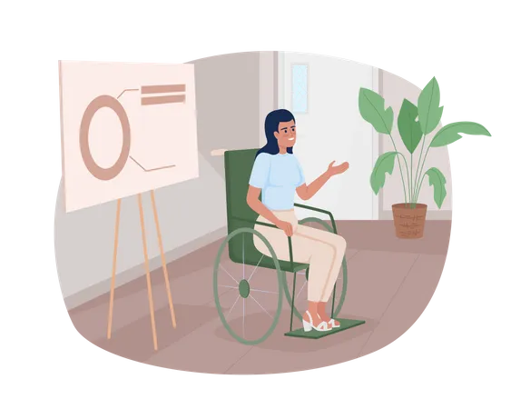 Businesswoman in wheelchair giving presentation  Illustration