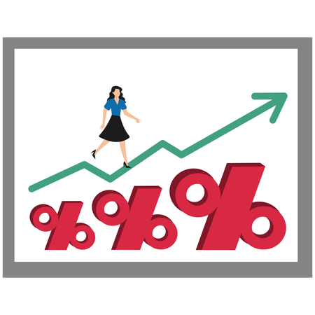 Businesswoman increasing business percentage  Illustration