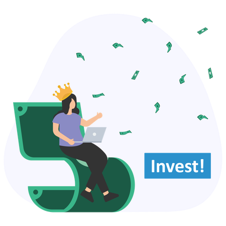 Businesswoman investing business money  Illustration