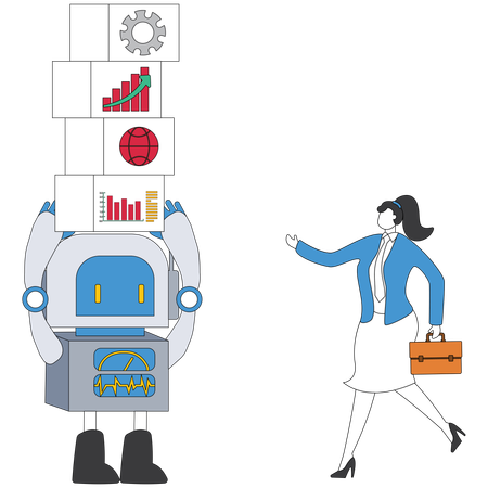 Businesswoman investing in ai robot  Illustration