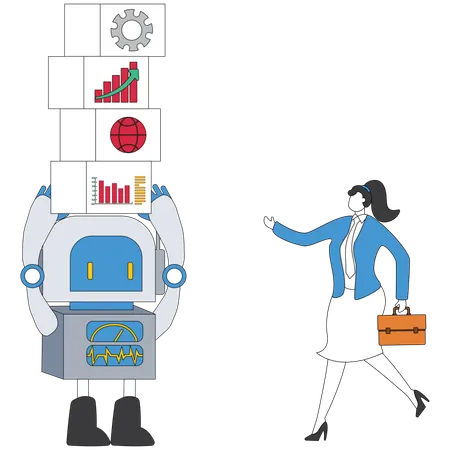 Businesswoman investing in ai robot  Illustration