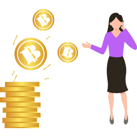 Businesswoman investing in bitcoin  Illustration