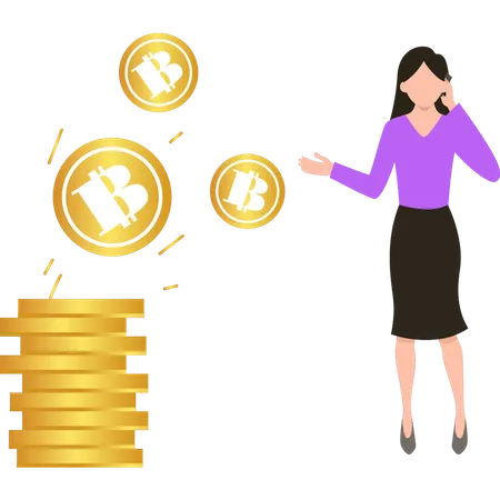 Businesswoman investing in bitcoin  Illustration