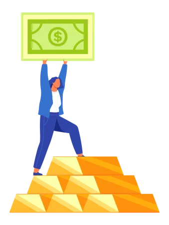 Businesswoman investing in gold  Illustration