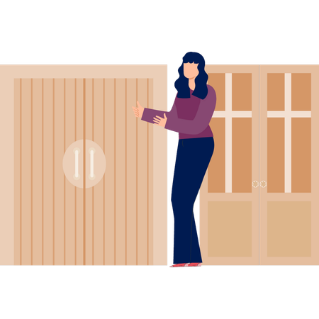 Businesswoman invited people at home  Illustration