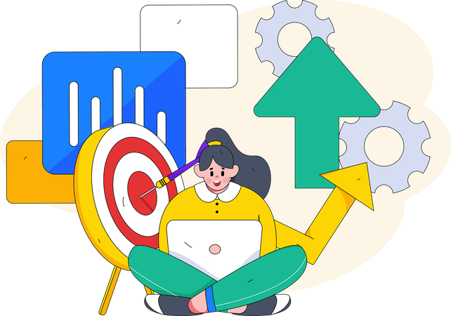 Businesswoman is achieving target  Illustration