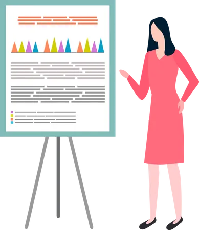 Businesswoman is analyzing business risks  Illustration