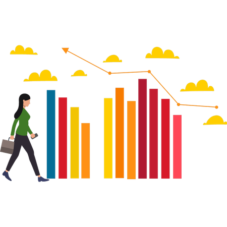 Businesswoman is analyzing her finances  Illustration