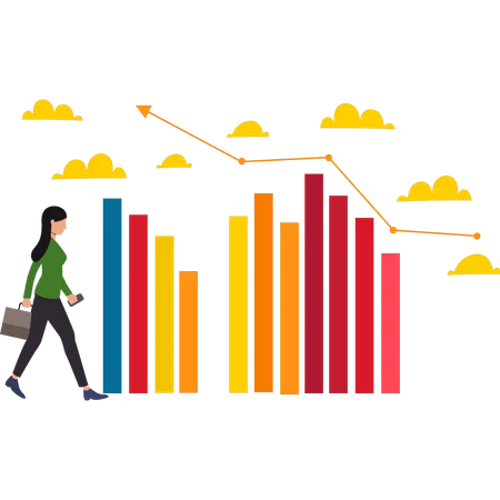 Businesswoman is analyzing her finances  Illustration