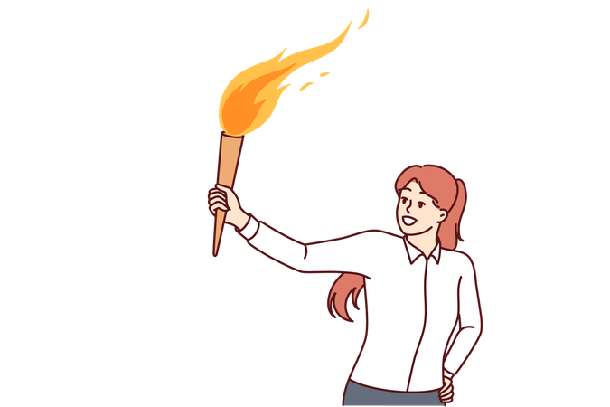 Businesswoman is burning torch light  Illustration