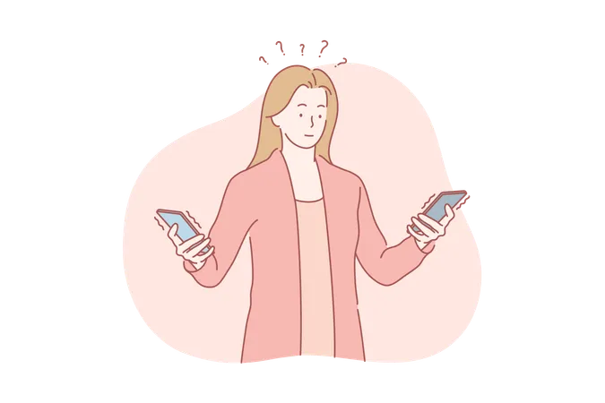 Businesswoman is busy attending phone calls  Illustration