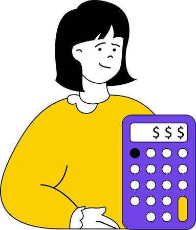 Businesswoman is calculating her finances  Illustration