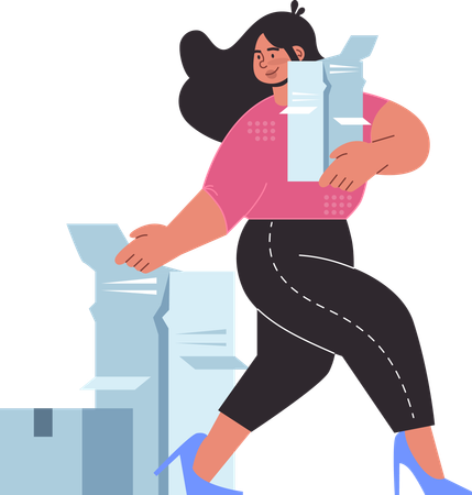 Businesswoman is carrying business packages  Illustration