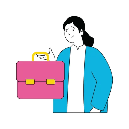 Businesswoman is carrying office bag  Illustration